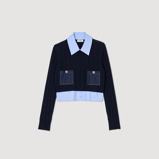 Cropped wool and cashmere jumper